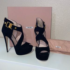 Miu Miu Black Camoscio 4 Nero Heels
